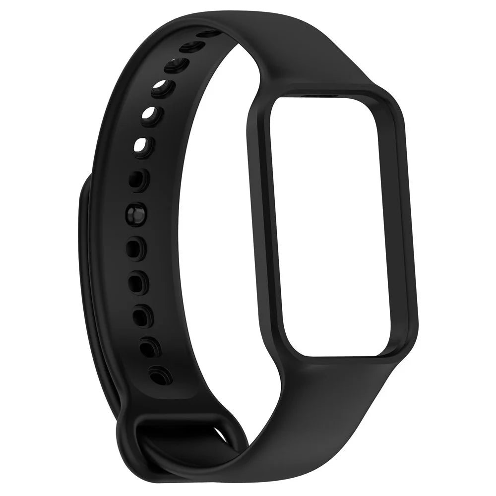 For Xiaomi Smart Band 8 Active / Redmi Band 2 Silicone Watch Band Replacement Wrist Strap with Watch Case - Black - 2