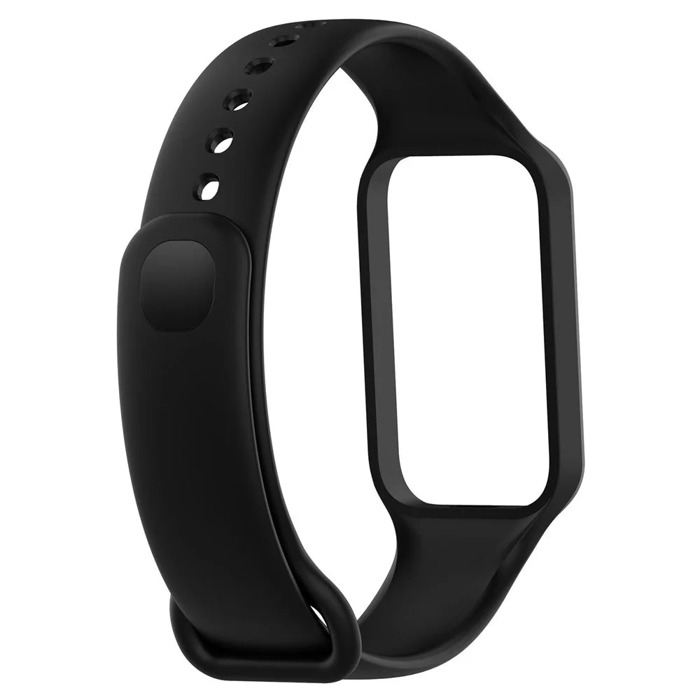 For Xiaomi Smart Band 8 Active / Redmi Band 2 Silicone Watch Band Replacement Wrist Strap with Watch Case - Black - 3