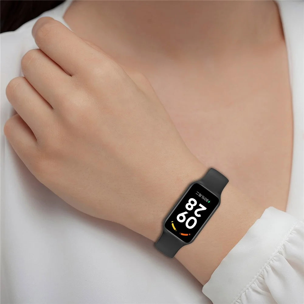 For Xiaomi Smart Band 8 Active / Redmi Band 2 Silicone Watch Band Replacement Wrist Strap with Watch Case - Black - 6
