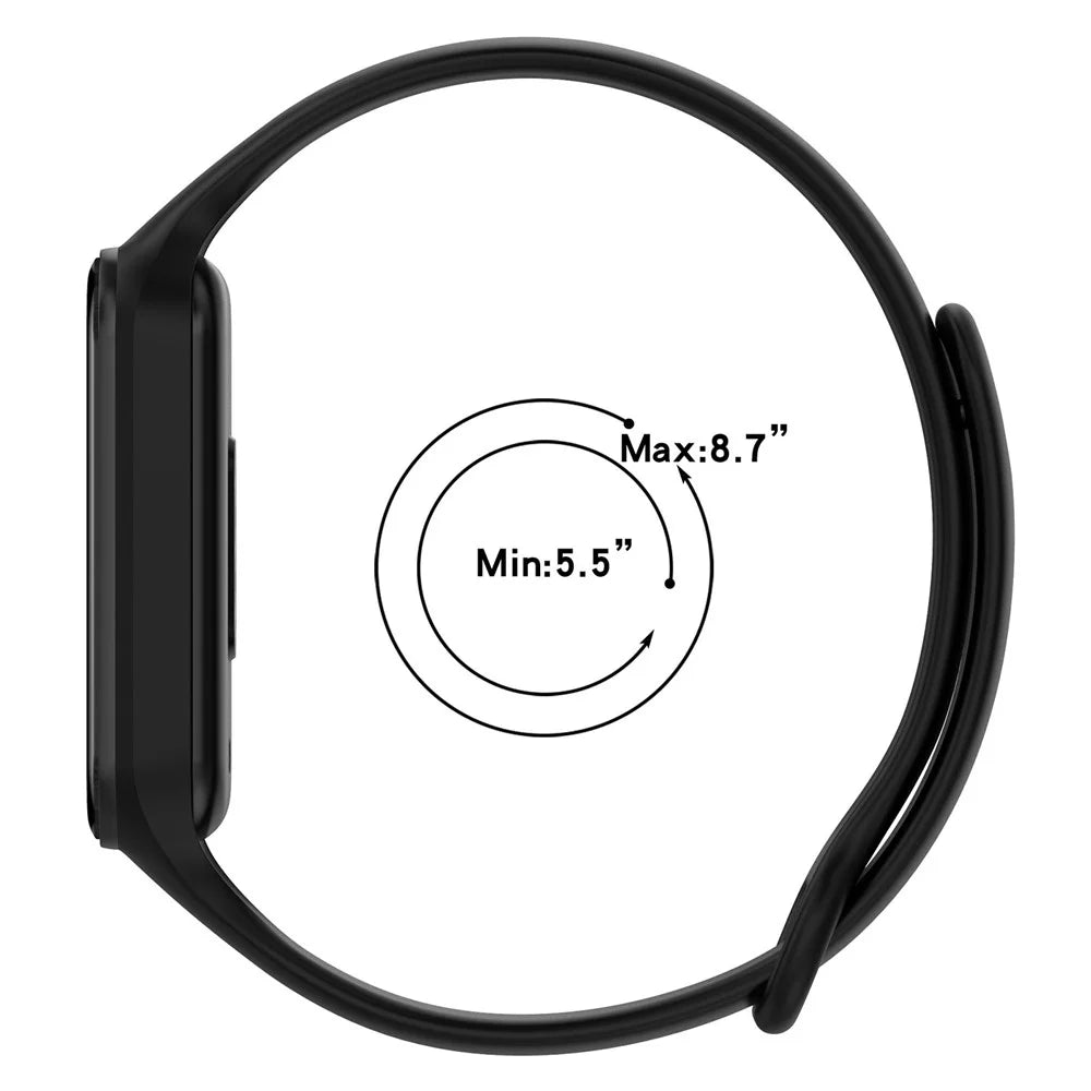 For Xiaomi Smart Band 8 Active / Redmi Band 2 Silicone Watch Band Replacement Wrist Strap with Watch Case - Black - 7