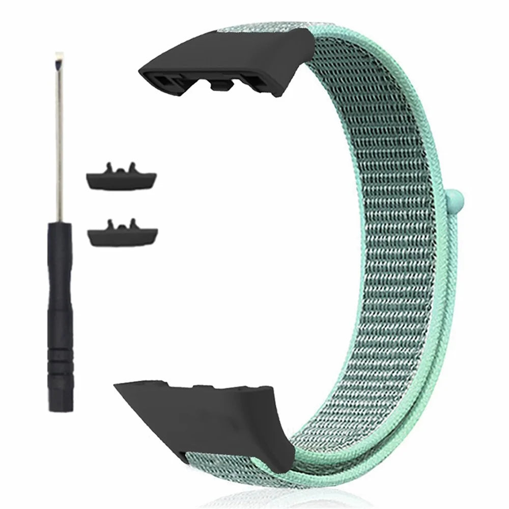 For Huawei Band 6 / 6 Pro / Honor Band 6 Watch Strap Nylon Loop Adjustable Wrist Band - Lake Green - 2