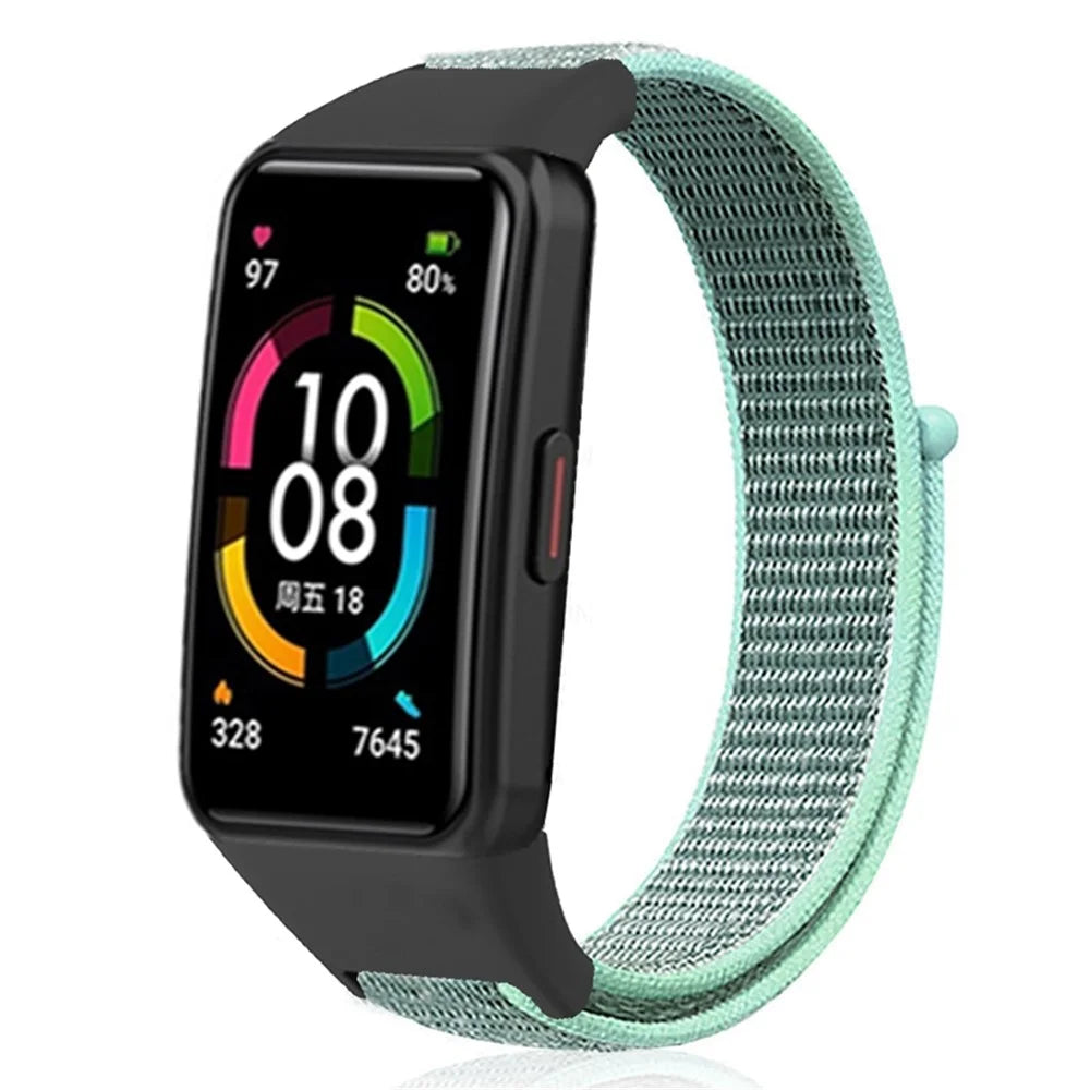 For Huawei Band 6 / 6 Pro / Honor Band 6 Watch Strap Nylon Loop Adjustable Wrist Band - Lake Green - 3