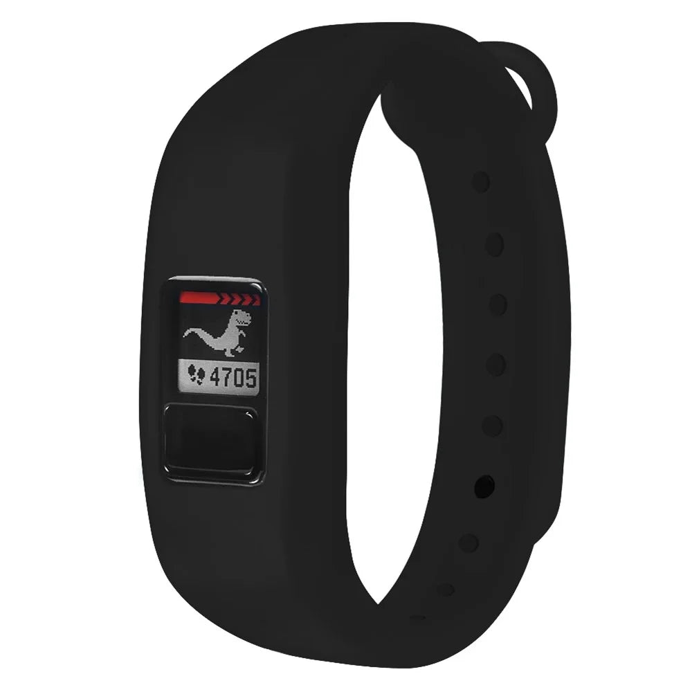 For Garmin Vivofit 3 / Vivofit JR Kids Activity Tracker Silicone Watch Strap Adjustable Band - Black - 1