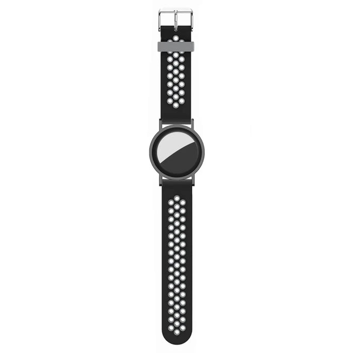For AirTag Hidden Silicone Wristband Adjustable Bracelet with PC Frame Cover - Black+Grey - 3