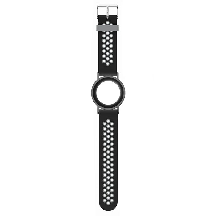 For AirTag Hidden Silicone Wristband Adjustable Bracelet with PC Frame Cover - Black+Grey - 4