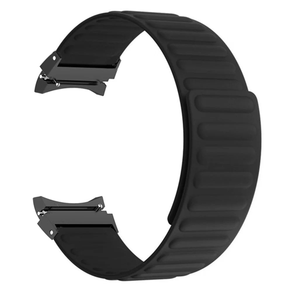 For Samsung Galaxy Watch6 / Watch 5 / Watch 5 Pro / Watch4 Magnetic Band Silicone Adjustable Wristband - Black - 1