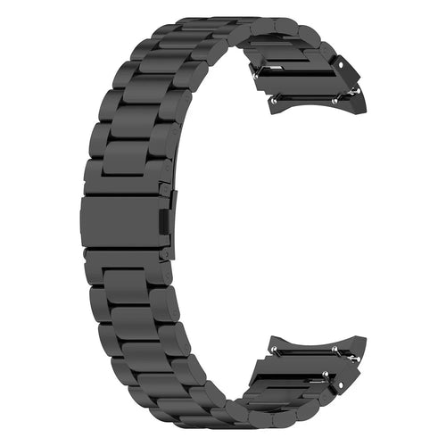 For Samsung Galaxy Watch6 / Watch 5 / Watch 5 Pro / Watch 4 Wrist Strap 3-beads Solid Metal Watch Band - Black - 1