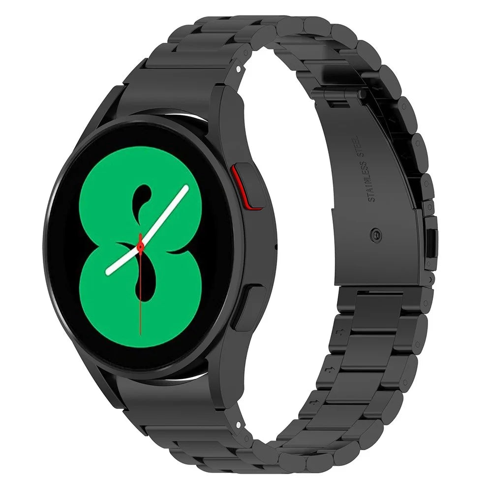 For Samsung Galaxy Watch6 / Watch 5 / Watch 5 Pro / Watch 4 Wrist Strap 3-beads Solid Metal Watch Band - Black - 3