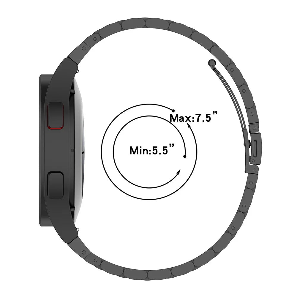 For Samsung Galaxy Watch6 / Watch 5 / Watch 5 Pro / Watch 4 Wrist Strap 3-beads Solid Metal Watch Band - Black - 4