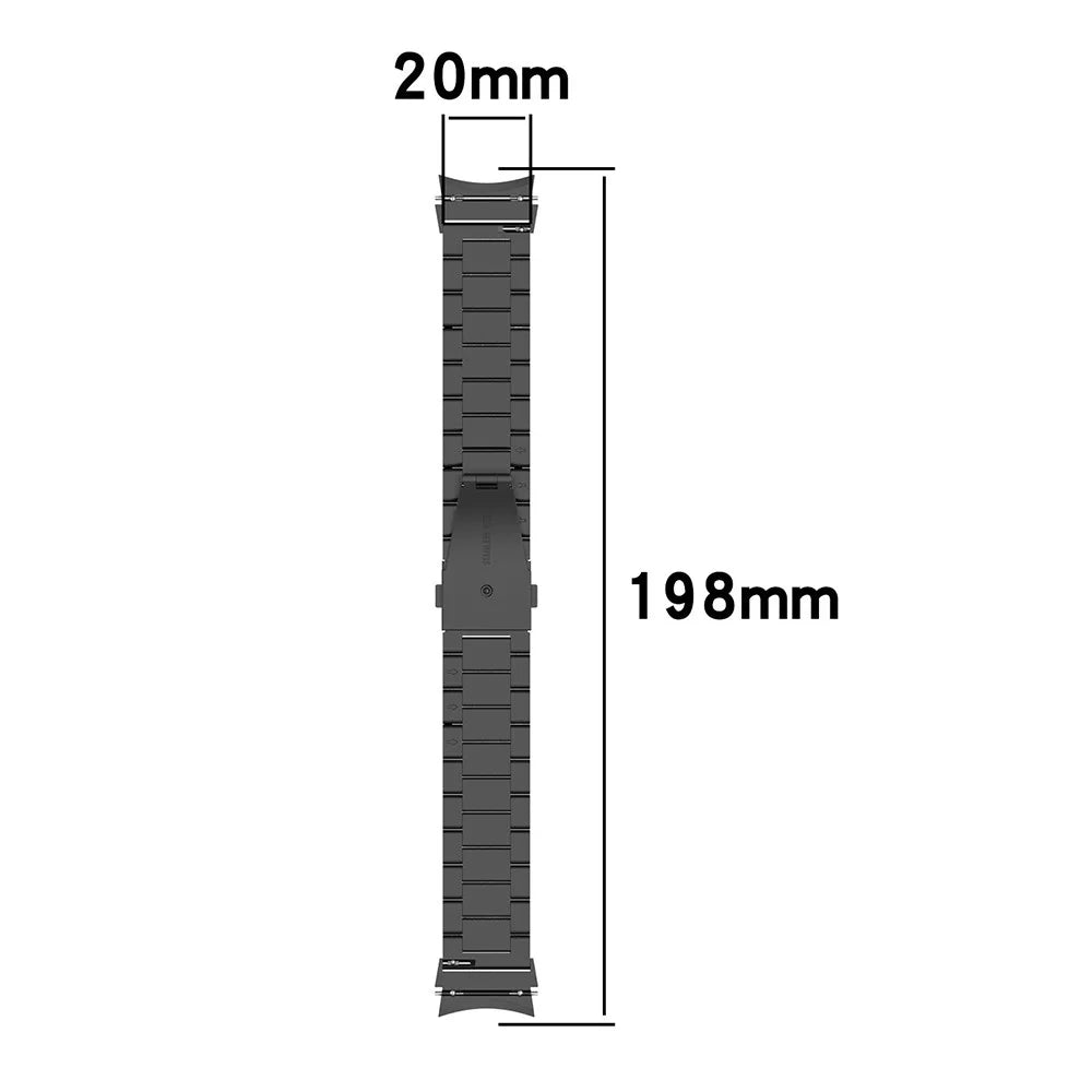 For Samsung Galaxy Watch6 / Watch 5 / Watch 5 Pro / Watch 4 Wrist Strap 3-beads Solid Metal Watch Band - Black - 5