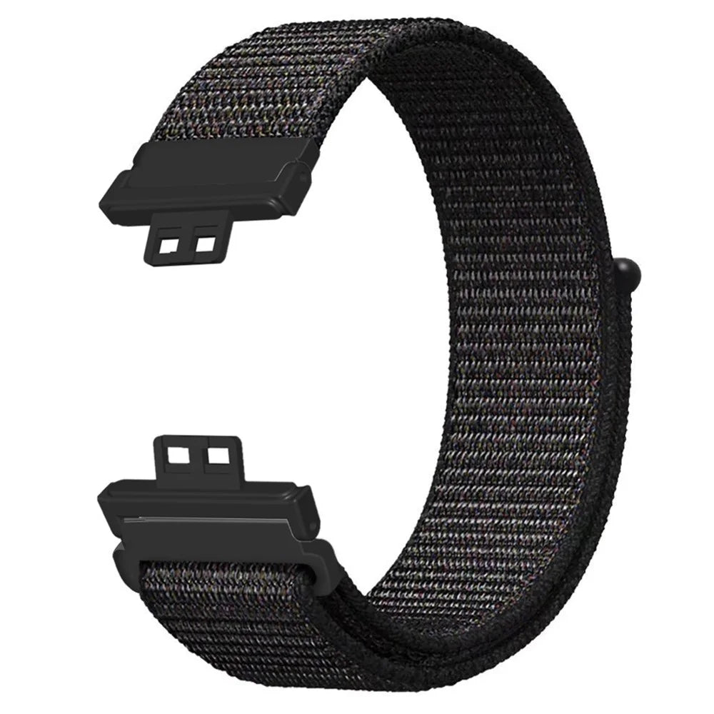 For Huawei Watch Fit Sport Loop Nylon Band Adjustable Magic Tape Replacement Wrist Strap - Black - 1