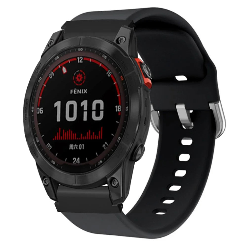 For Garmin Fenix 7S / 6S / 5S Watch Strap Silicone Breathable Replacement Bands with 20mm PC Connector - Black - 3