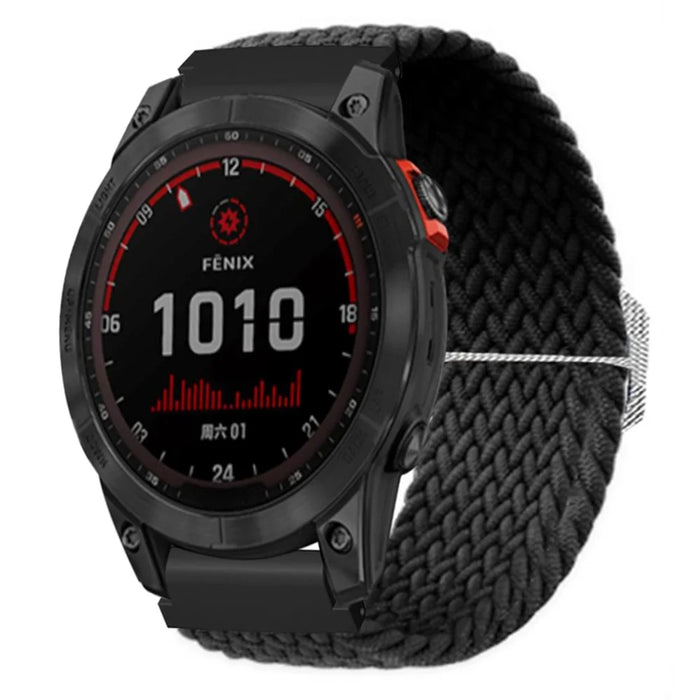 For Garmin Fenix 7S / 6S / 5S Stretchy Nylon Watch Strap Sport Wristbands with 20mm PC Connector - Black - 3
