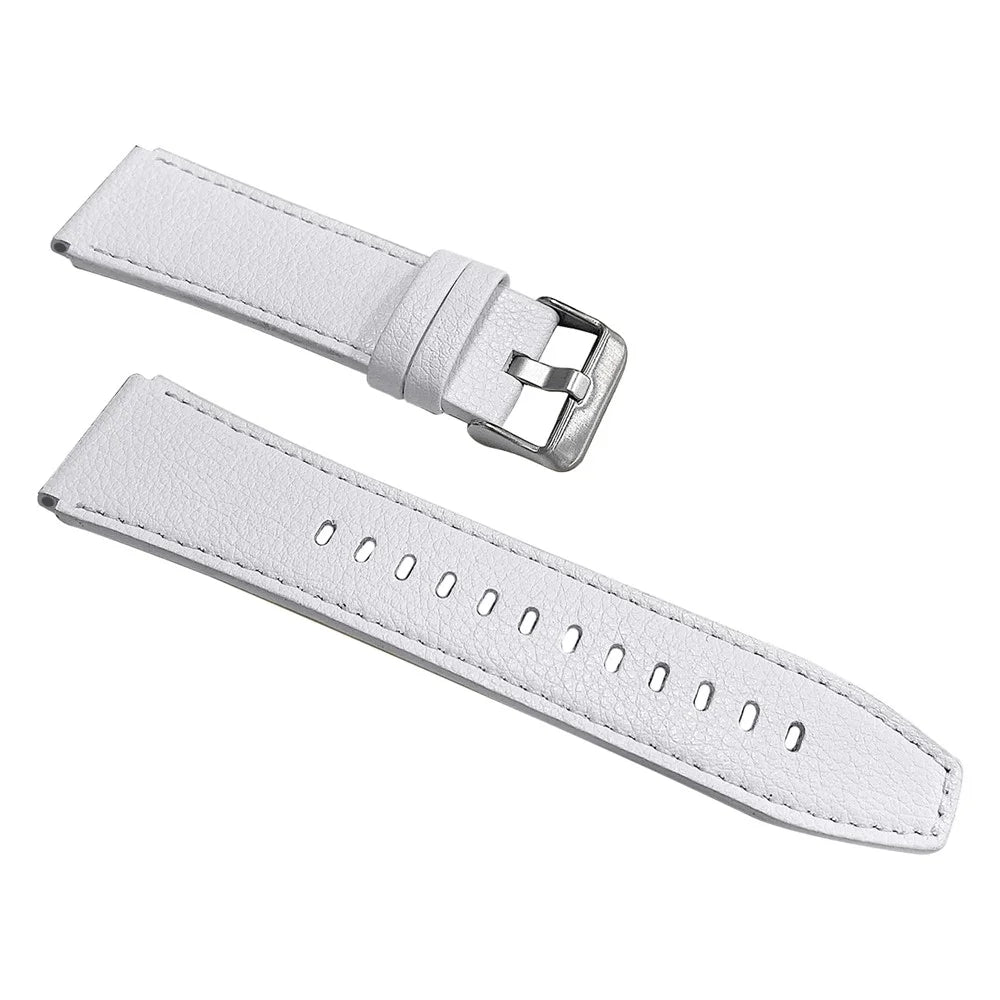 For Huawei Watch 4 Pro / Watch GT 3 / 2 46mm Quick Release Watch Band 22mm Top-Layer Cowhide Leather Wrist Strap - White - 1