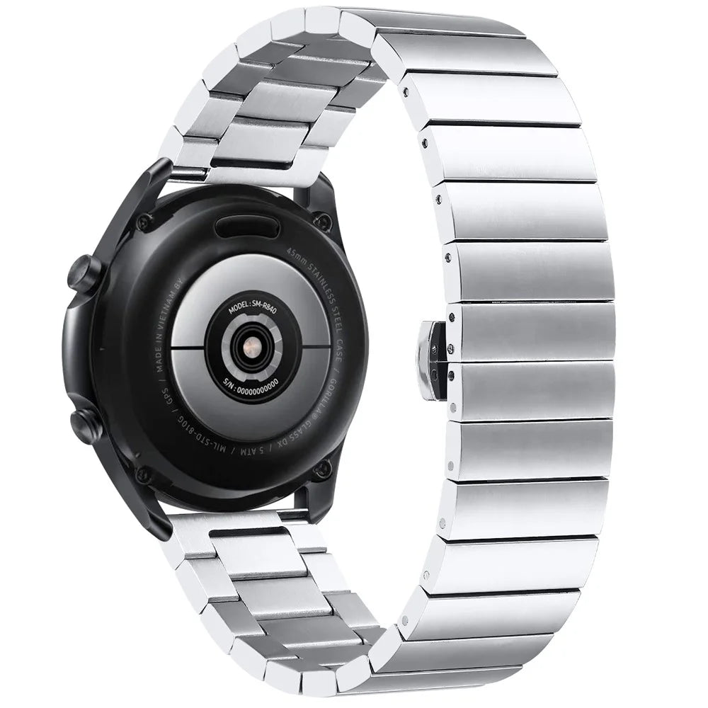For Huawei Watch 4 Pro / Watch GT 3 / Watch GT 2 Stainless Steel Band 22mm Butterfly Buckle Replacement Strap - Silver - 1