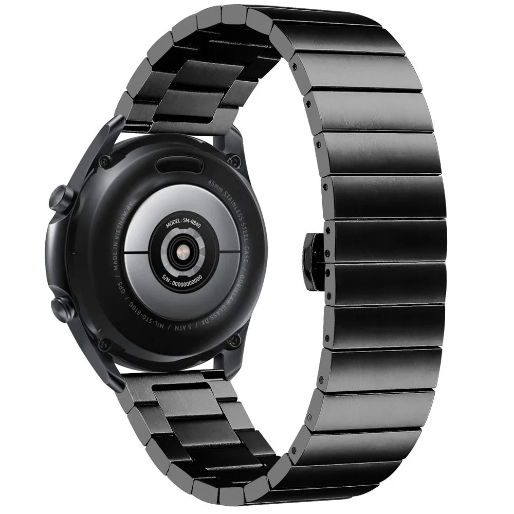 For Huawei Watch 4 Pro / Watch GT 3 / Watch GT 2 Stainless Steel Strap 22mm Butterfly Buckle Replace Band - Black - 1