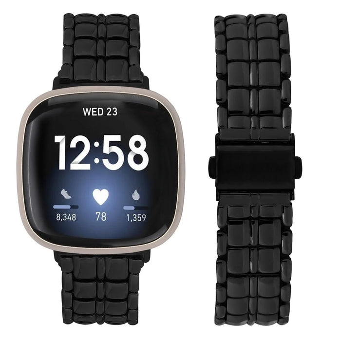 Watch Strap for Fitbit Versa 3 / Sense Smartwatch Metal Bracelet Wrist Band - Black - 4