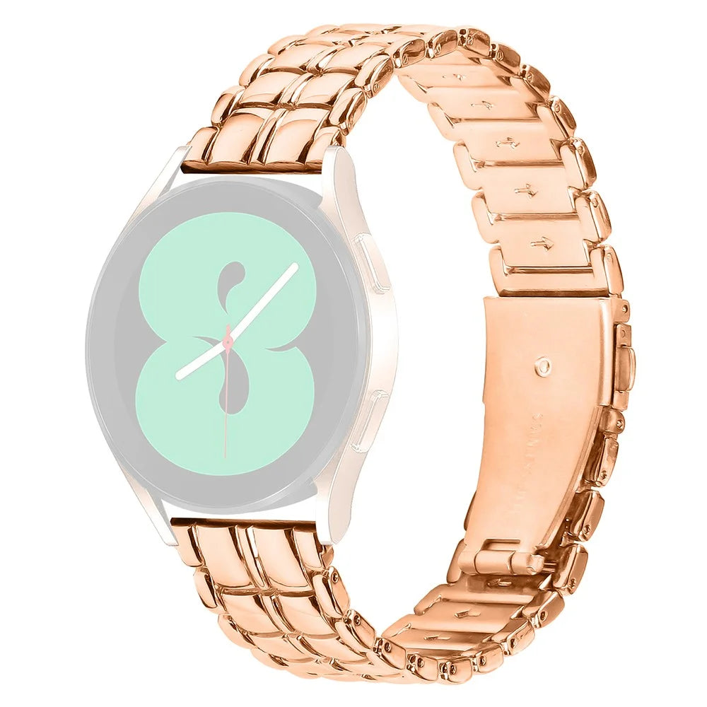 For Huami Amazfit Cheetah Pro 20mm Grid Texture Stainless Steel Strap Watch Band - Rose Gold - 1