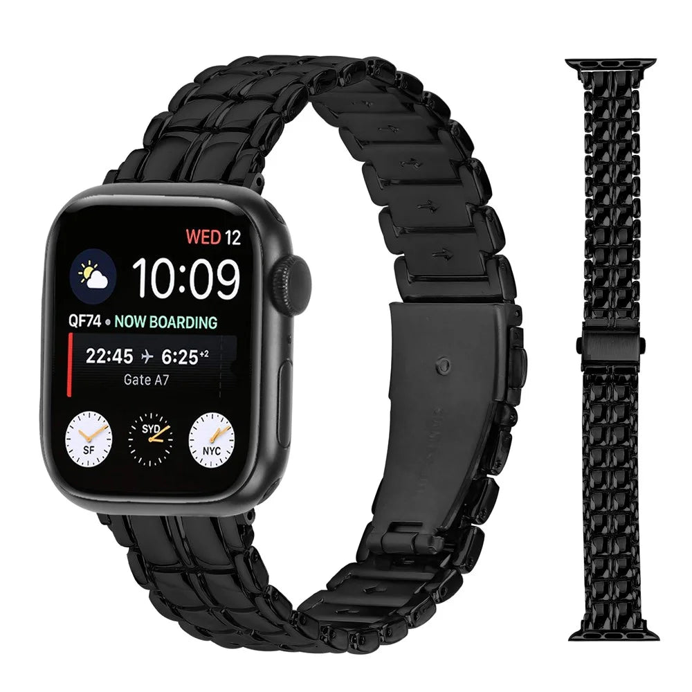 Watch Strap for Apple Watch Series 11 10 42mm / 9 8 7 41mm / SE3 SE2 SE 6 5 4 40mm / 3 2 1 38mm Metal Wrist Strap - Black - 3