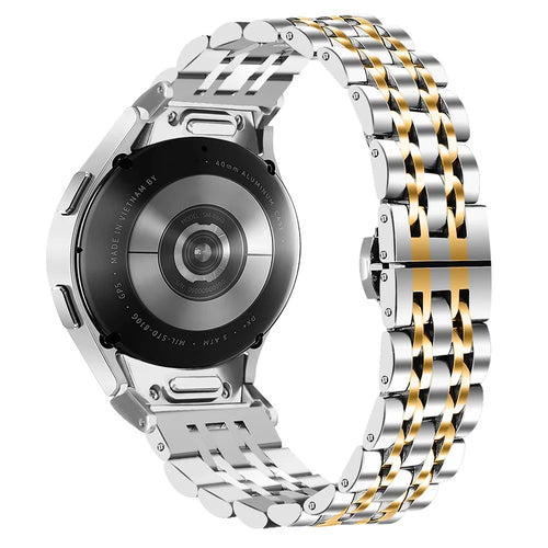 For Samsung Galaxy Watch 5 / 5 Pro / Watch FE 40mm / Watch4 / Watch4 Classic 46mm Stainless Steel Watch Strap with Connector - Silver / Gold - 1