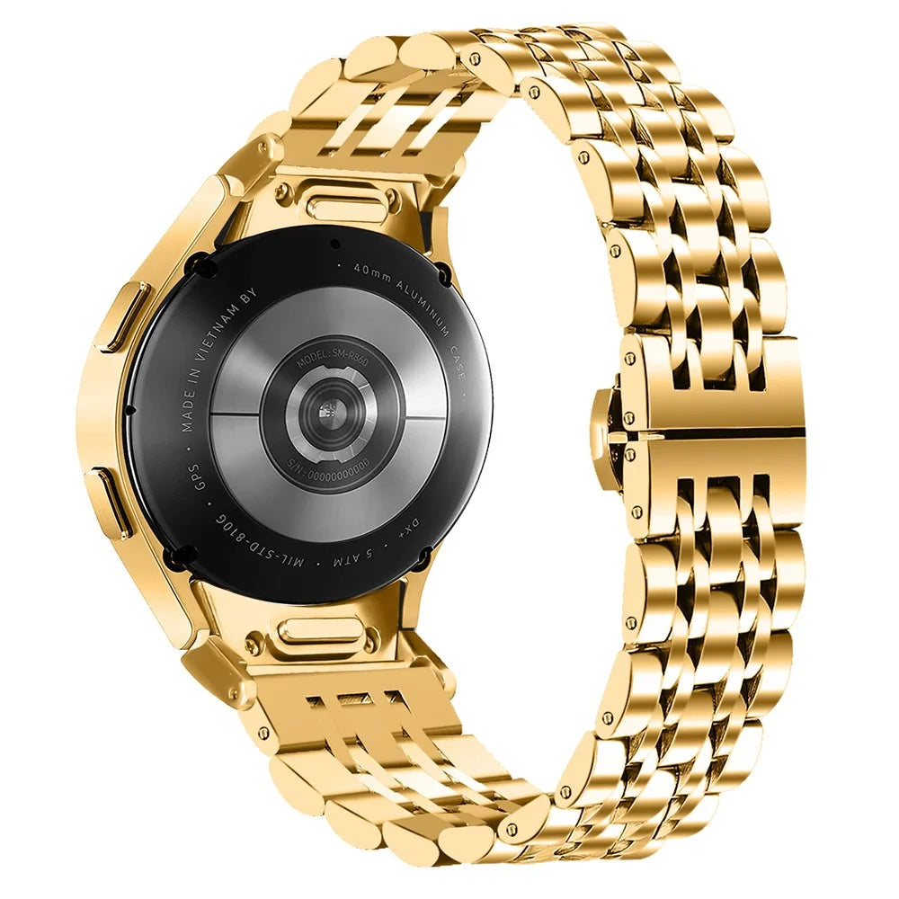 For Samsung Galaxy Watch6 / Watch6 Classic Stainless Steel Watch Band Replacement Strap with Quick Release Connector - Gold - 1