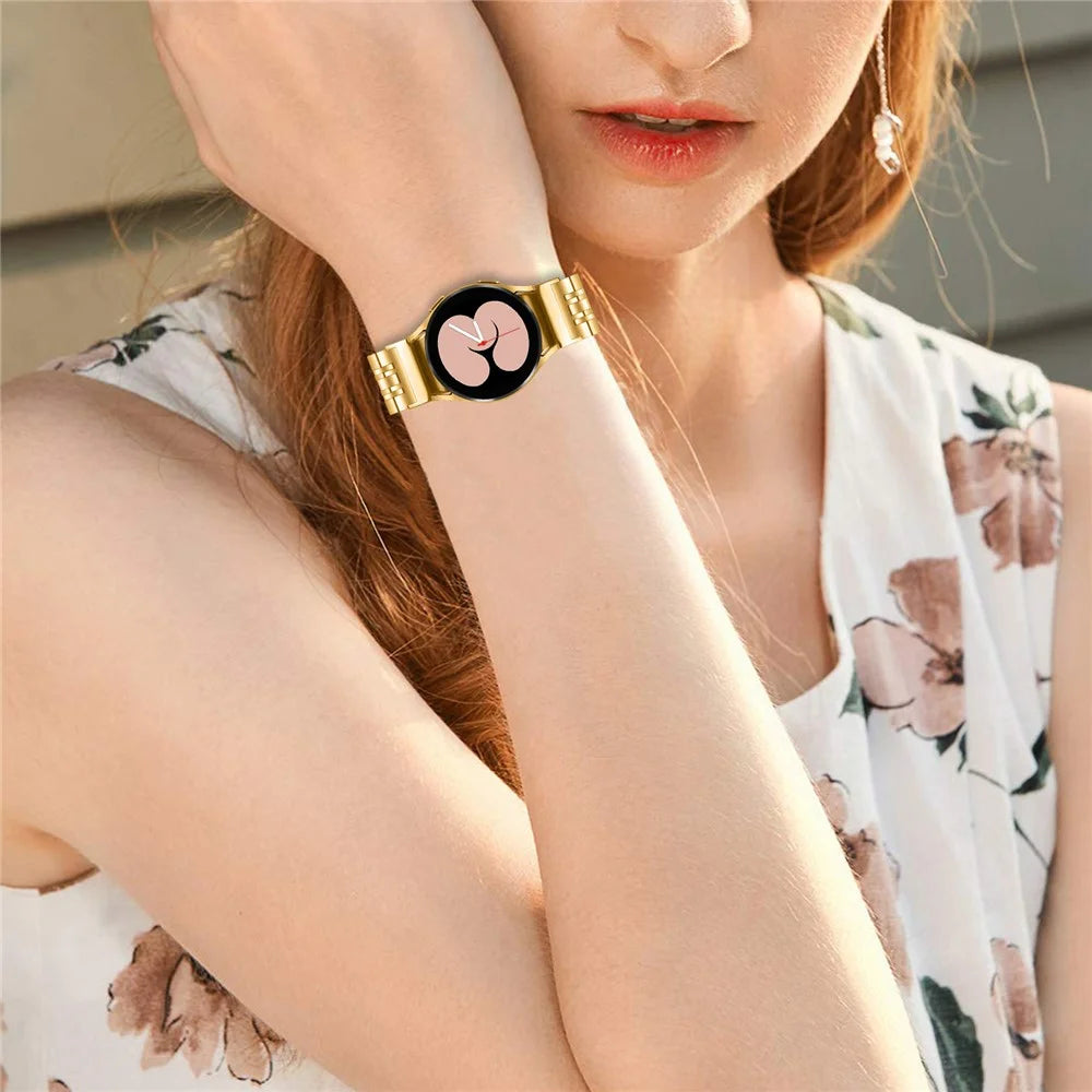 For Samsung Galaxy Watch6 / Watch6 Classic Stainless Steel Watch Band Replacement Strap with Quick Release Connector - Gold - 5