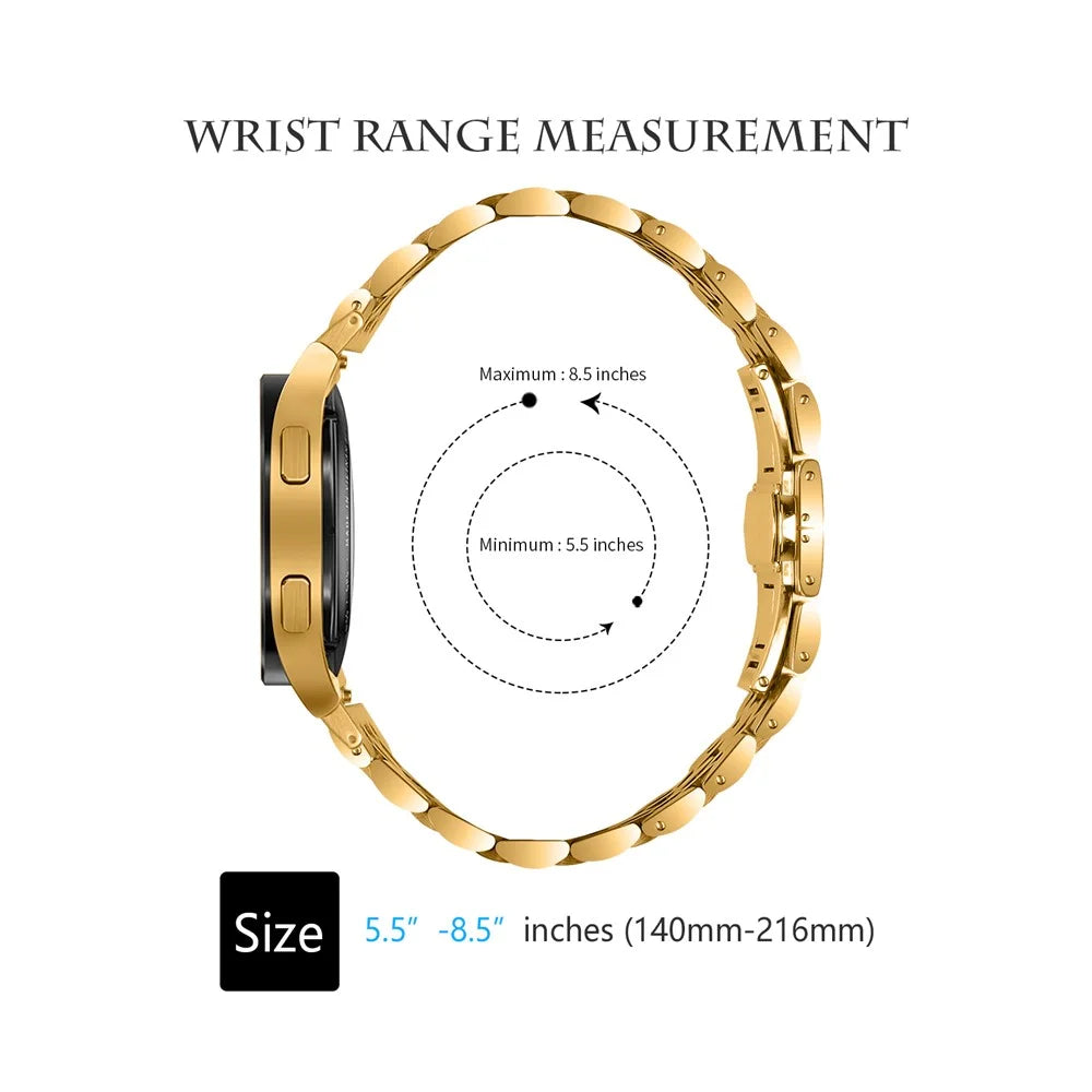 For Samsung Galaxy Watch6 / Watch6 Classic Stainless Steel Watch Band Replacement Strap with Quick Release Connector - Gold - 6