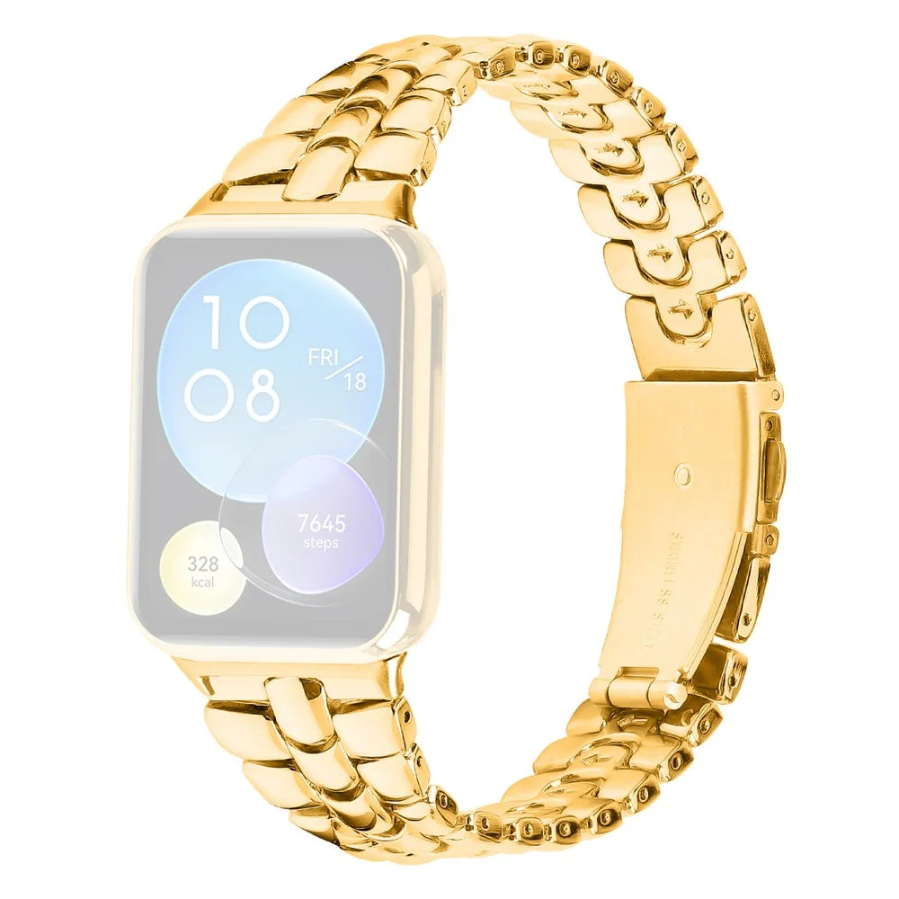 For Xiaomi Smart Band 10 Pro / 9 Pro / 8 Pro / Redmi Watch 6 / 5 / 4 Metal Slim Watch Strap Replacement Smart Watch Band - Gold - 1