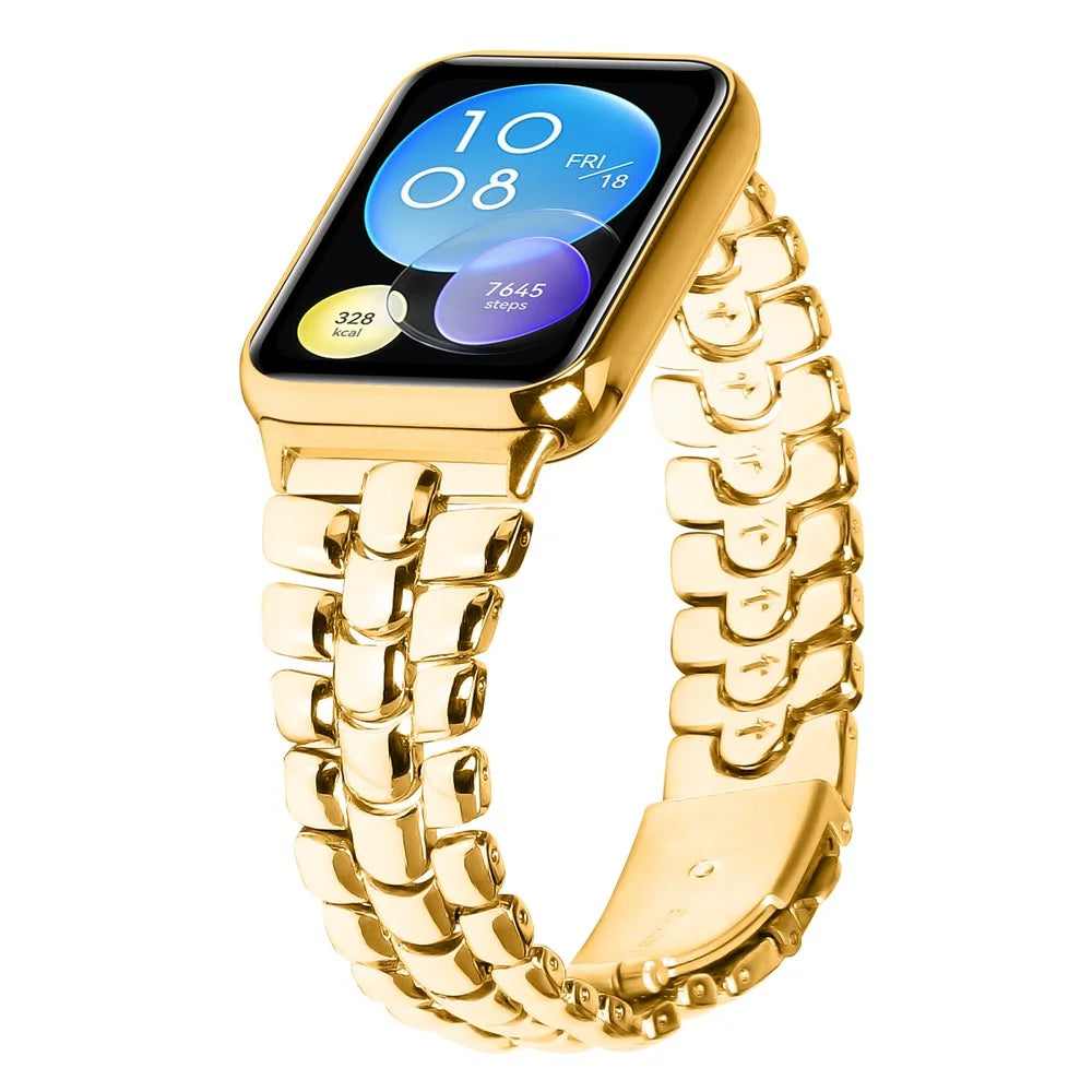 For Xiaomi Smart Band 10 Pro / 9 Pro / 8 Pro / Redmi Watch 6 / 5 / 4 Metal Slim Watch Strap Replacement Smart Watch Band - Gold - 2