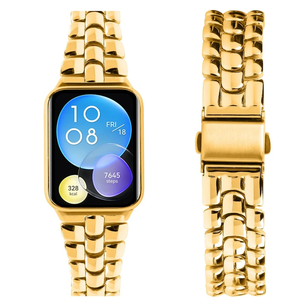 For Xiaomi Smart Band 10 Pro / 9 Pro / 8 Pro / Redmi Watch 6 / 5 / 4 Metal Slim Watch Strap Replacement Smart Watch Band - Gold - 3
