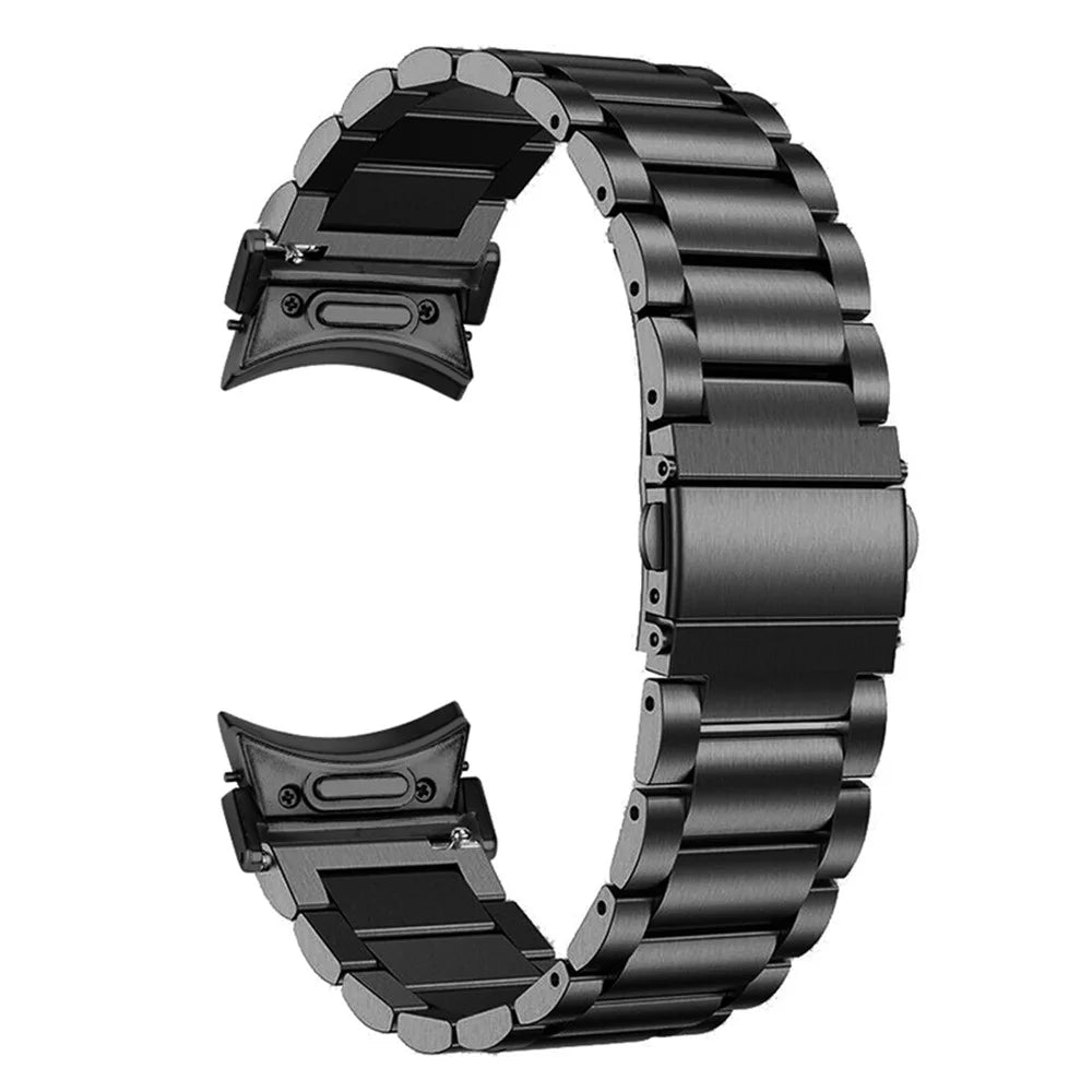 For Samsung Galaxy Watch 5 / 5 Pro / Watch FE 40mm / Watch4 / Watch4 Classic 46mm Stainless Steel Watch Band with Connector, Black - 3