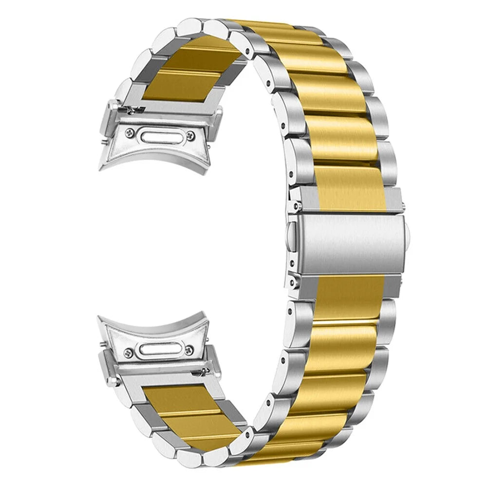 For Samsung Galaxy Watch6 / Watch6 Classic Replacement Metal Strap Quick Release Connector Stainless Steel Watch Band - Silver / Gold - 3