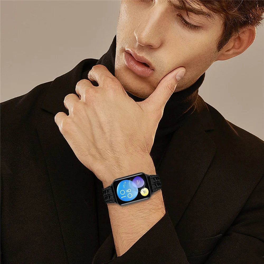 For Xiaomi Smart Band 10 Pro / 9 Pro / 8 Pro / Redmi Watch 6 / 5 / 4 Metal Wrist Band Replacement Smart Watch Strap - Black - 6