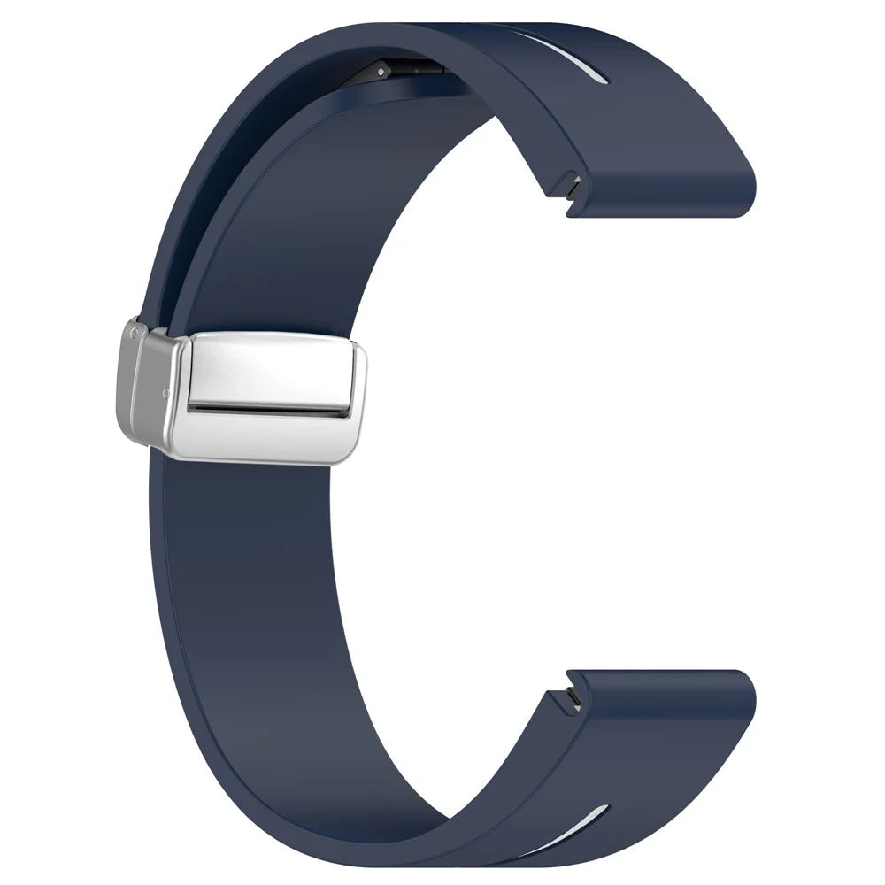 For Garmin Fenix 7S / 6S Pro / 5S Plus / Instinct 2S Silicone Watch Bands Silver Buckle 20mm Dual Color Stripes Strap - Midnight Blue+White - 6