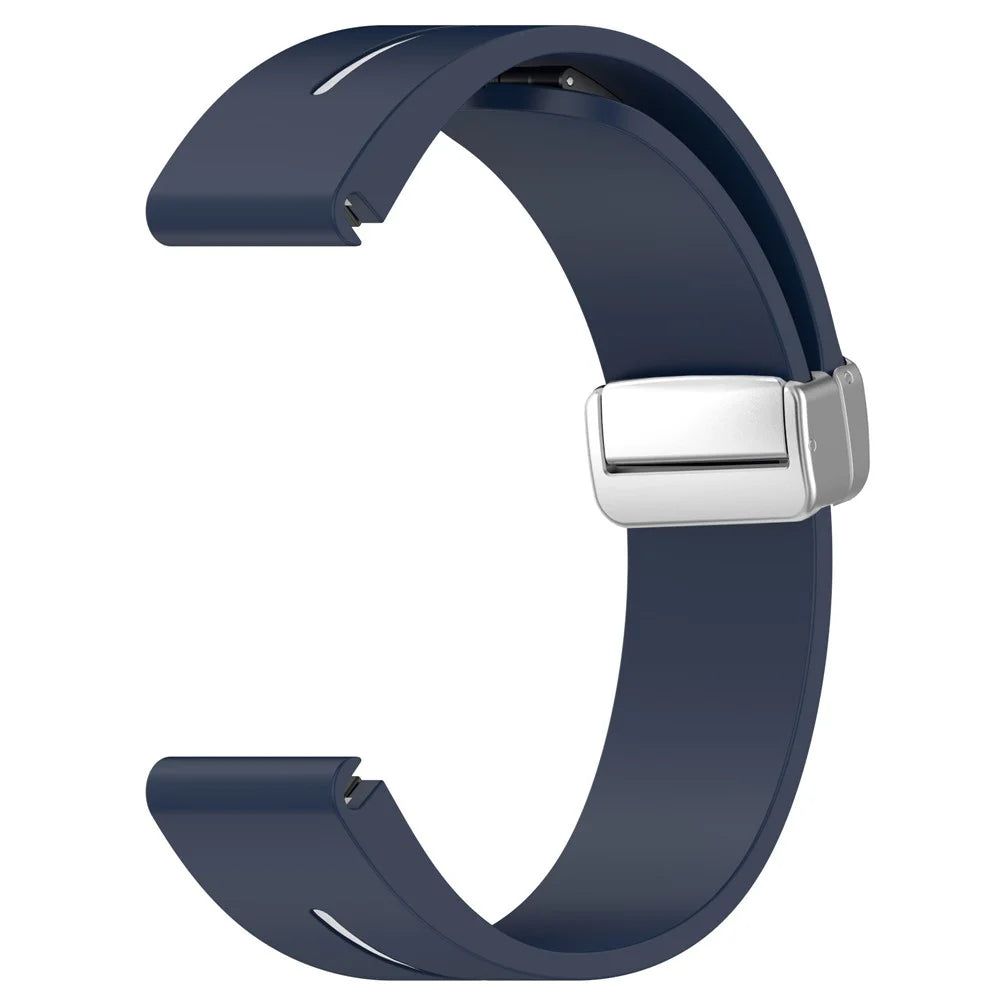 For Garmin Fenix 7S / 6S Pro / 5S Plus / Instinct 2S Silicone Watch Bands Silver Buckle 20mm Dual Color Stripes Strap - Midnight Blue+White - 7