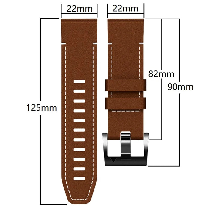 For Garmin Fenix 7 / Forerunner 965 / 955 / 945 / 935 Watch Band Leather+Silicone Wriststrap - Black - 5