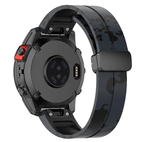 For Garmin Fenix 7 / Forerunner 965 / 955 / 945 / 935 Watch Band Black Buckle 22mm Camouflage Wriststrap - Camo Grey - 1