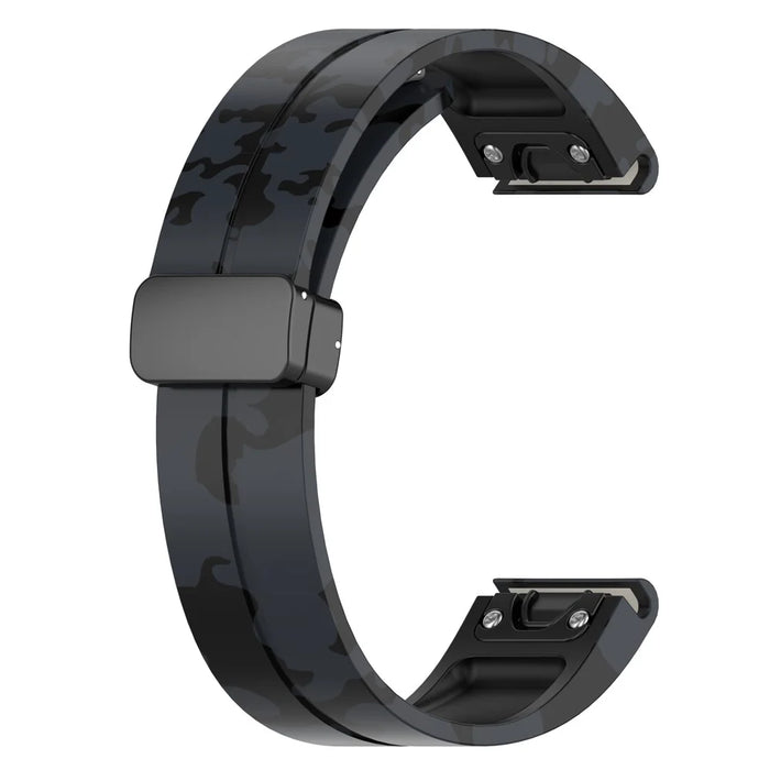 For Garmin Fenix 7 / Forerunner 965 / 955 / 945 / 935 Watch Band Black Buckle 22mm Camouflage Wriststrap - Camo Grey - 4