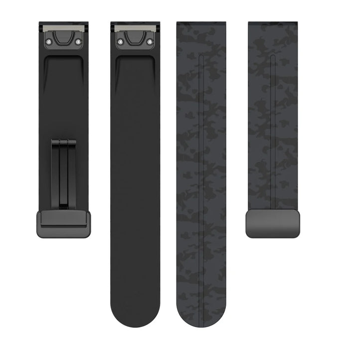 For Garmin Fenix 7 / Forerunner 965 / 955 / 945 / 935 Watch Band Black Buckle 22mm Camouflage Wriststrap - Camo Grey - 6