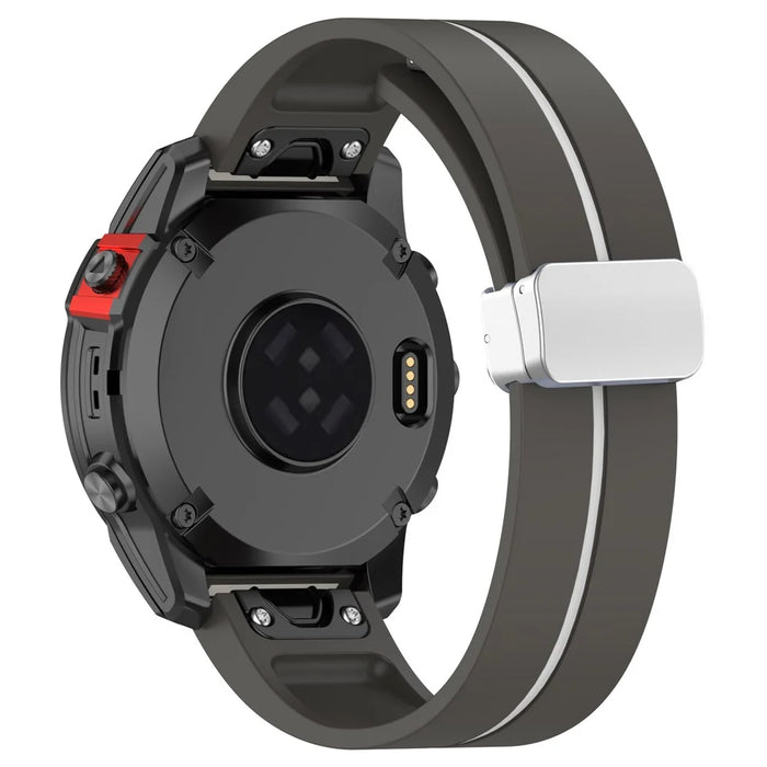 For Garmin Fenix 7 / Forerunner 965 / 955 / 945 / 935 Watch Band Dual Color 22mm Strap with Silver Buckle - Grey+White - 1