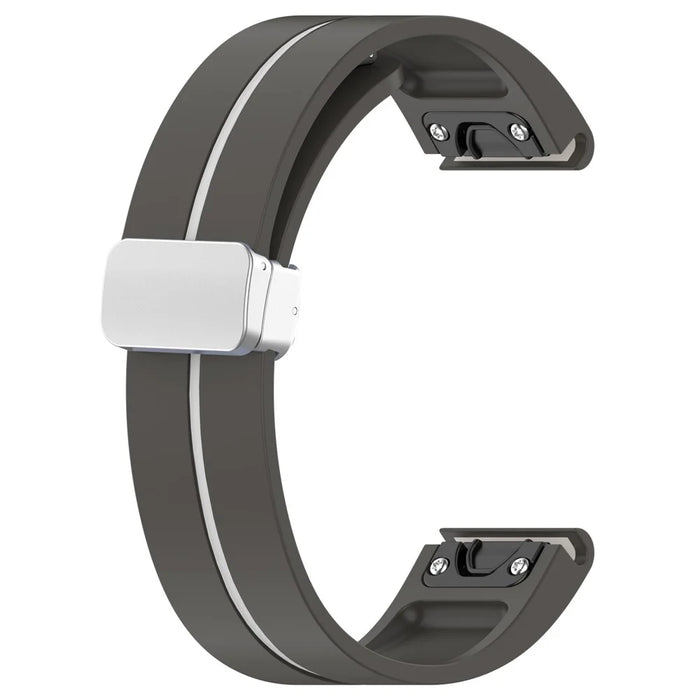 For Garmin Fenix 7 / Forerunner 965 / 955 / 945 / 935 Watch Band Dual Color 22mm Strap with Silver Buckle - Grey+White - 4
