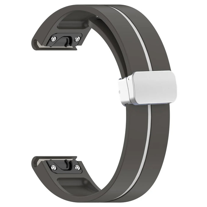 For Garmin Fenix 7 / Forerunner 965 / 955 / 945 / 935 Watch Band Dual Color 22mm Strap with Silver Buckle - Grey+White - 5