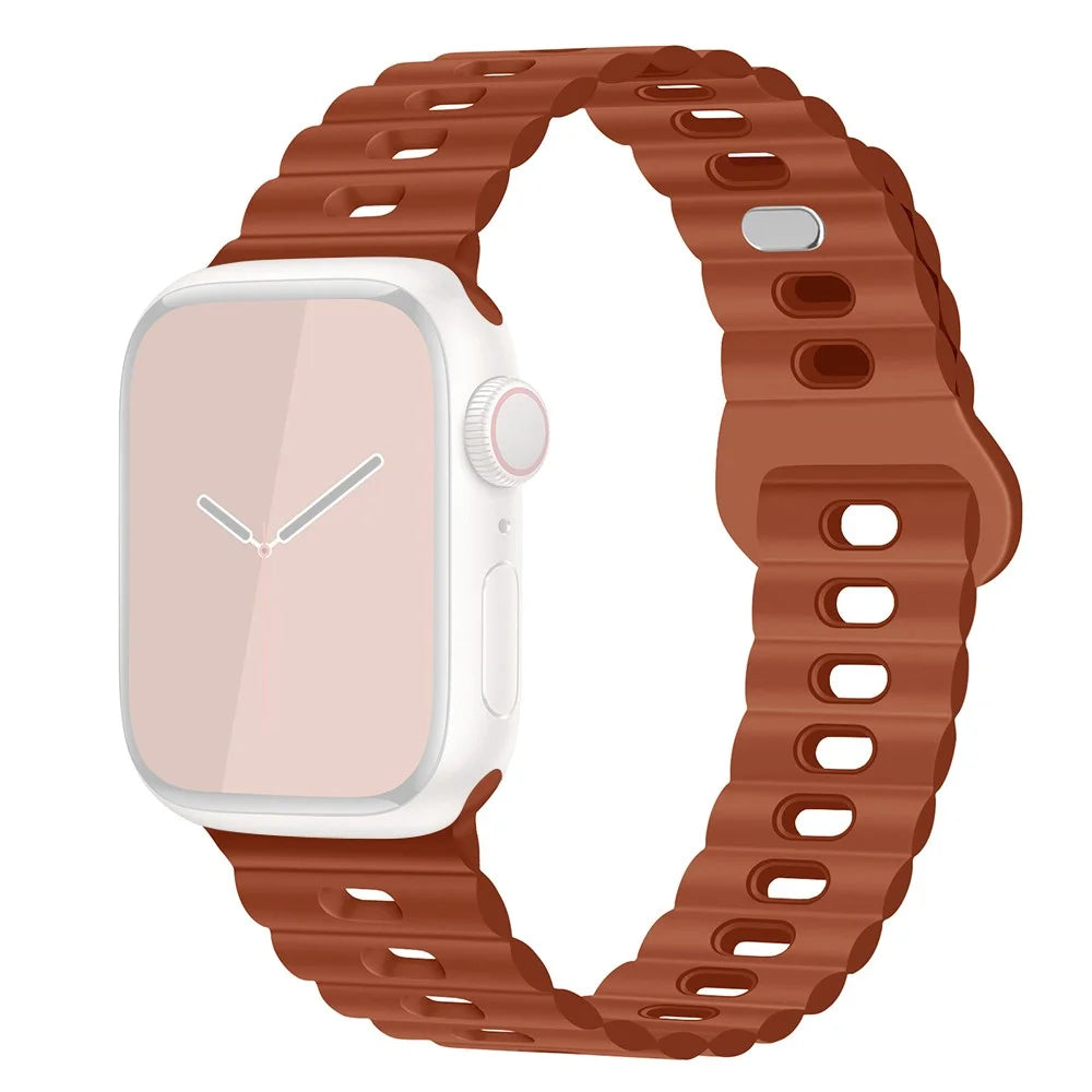 Watch Strap for Apple Watch Series 11 10 42mm / 9 8 7 41mm / SE3 SE2 SE 6 5 4 40mm / 3 2 1 38mm Silicone Watch Band - Brown - 1