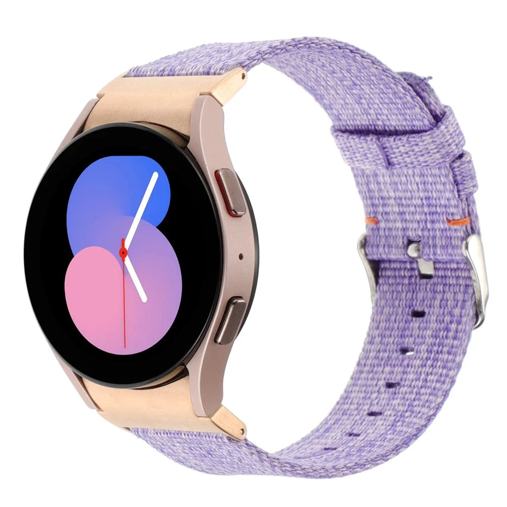 For Samsung Galaxy Watch FE 40mm / Watch6 / Watch6 Classic / Watch 5 / Watch 5 Pro Watch Band Adjustable Nylon Wrist Strap - Light Purple - 2