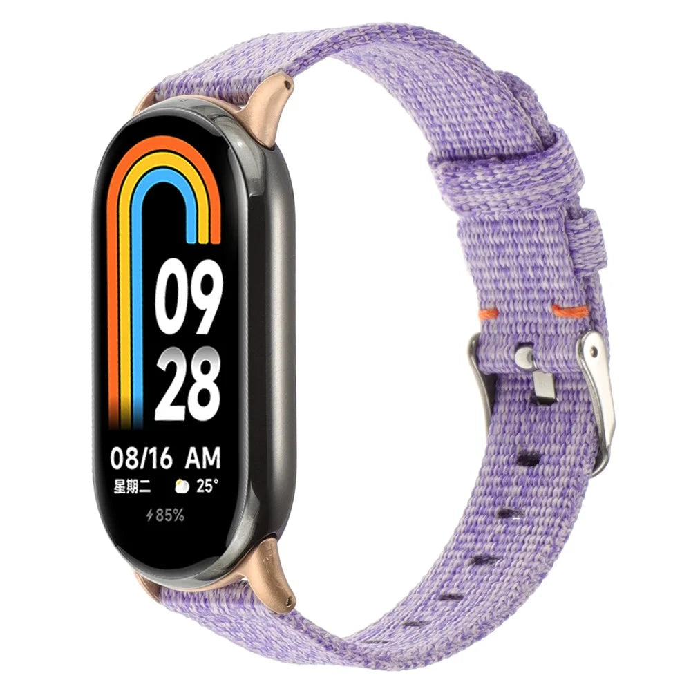 For Xiaomi Smart Band 9 NFC / 9 / 8 NFC / 8 Nylon Watch Strap Adjustable Wrist Band Replacement - Light Purple - 2
