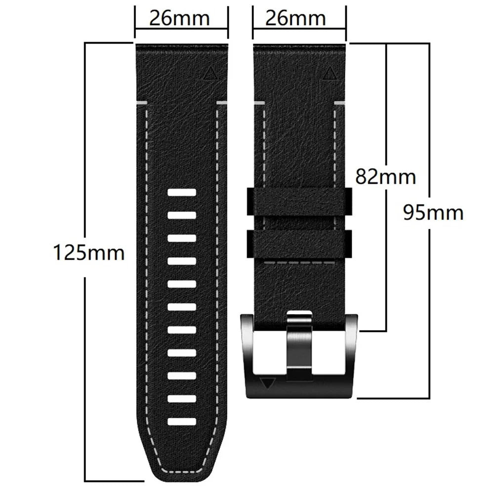 For Garmin Tactix 7 Pro / Fenix 7X / 6X / 6X Pro / 5X Plus Watch Strap Leather Coated Silicone Wrist Band  - Coffee - 5