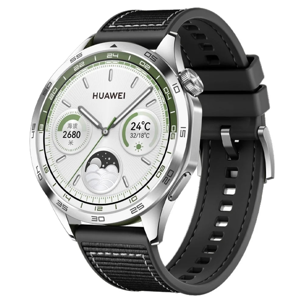 For  Huawei Watch GT 4 / GT 3 / GT 2 46mm Watch Strap 22mm Nylon Coated Silicone Strap Replacement - Black - 2