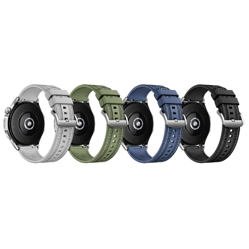 For  Huawei Watch GT 4 / GT 3 / GT 2 46mm Watch Strap 22mm Nylon Coated Silicone Strap Replacement - Black - 3
