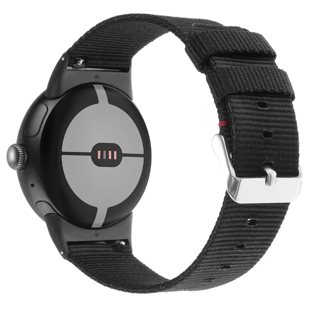 For Google Pixel Watch 4 41mm / Watch 3 41mm / Watch 2 / Watch Nylon Sport Strap Replacement Watch Bands - Black - 1