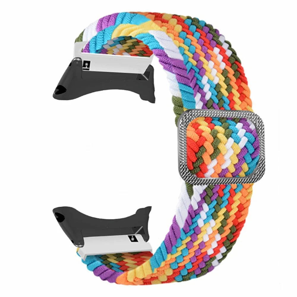 For Suunto Core Watch Band Stretchy 22mm Soft Nylon Elastic Braided Strap - Rainbow - 3